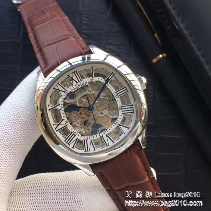 CARTIER卡地亞 精緻鏤空 全自動機械男士腕表 WSS0370